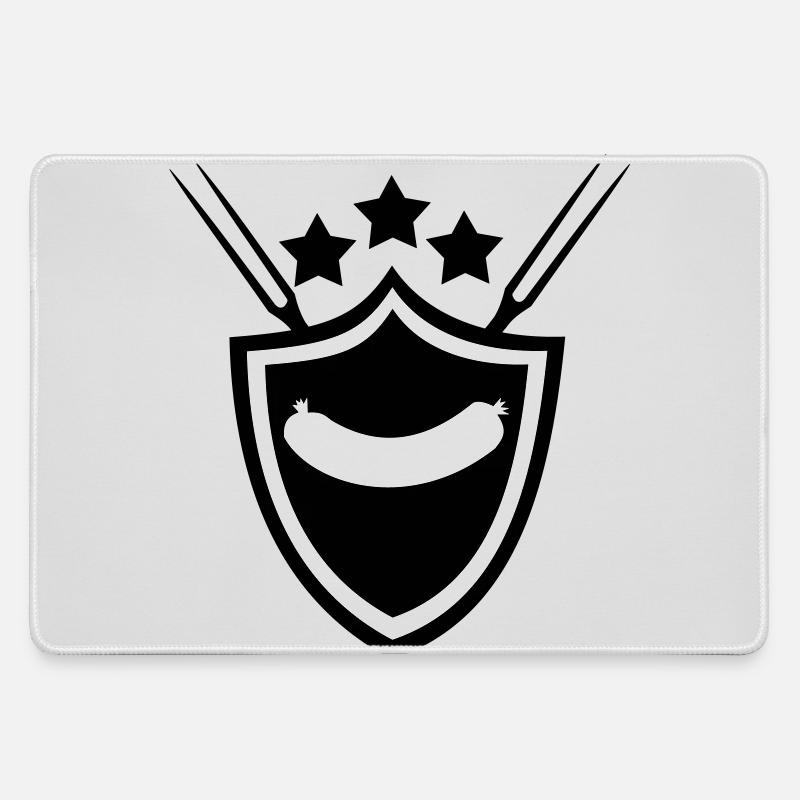 Grilled sausage - Large Gaming Mouse Mat - grey