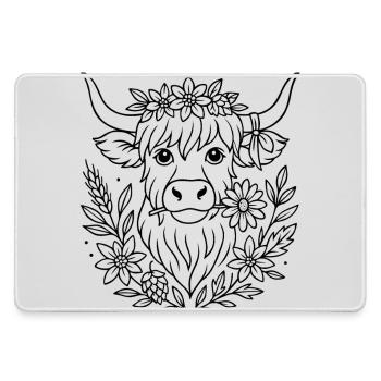 Highland Cow with Flowers - Volksfest Design - Large Gaming Mouse Mat - grey - Front