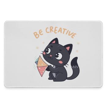 Kawaii Cat and Creative Kite - Large Gaming Mouse Mat - grey - Front