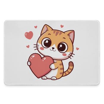 Chat cœur kawaii amoureuse - Grand tapis de souris gamer - bruyère - Devant