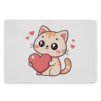 Cat Cuddle Heart Plush - Large Gaming Mouse Mat - grey - Front