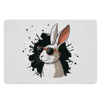 Lapin cool lunettes sur fond noir - Grand tapis de souris gamer - bruyère - Devant