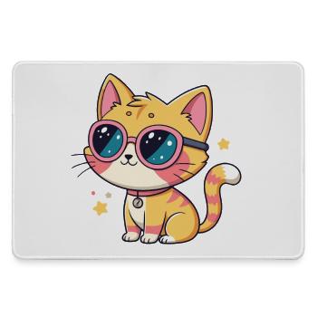 Kawaii-Katzen-Pastellrosa Brille - Mousepad groß für Gamer - Grau - Vorne