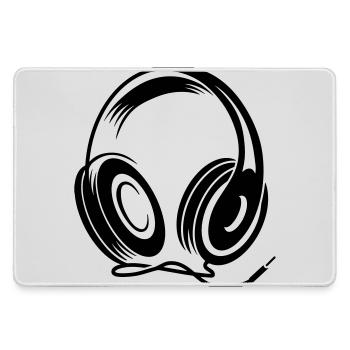 Kopfhörer mit Kabel im Stencil Stil - Mousepad groß für Gamer - Grau - Vorne