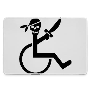 Pirate en fauteuil roulant # - Grand tapis de souris gamer - bruyère - Devant