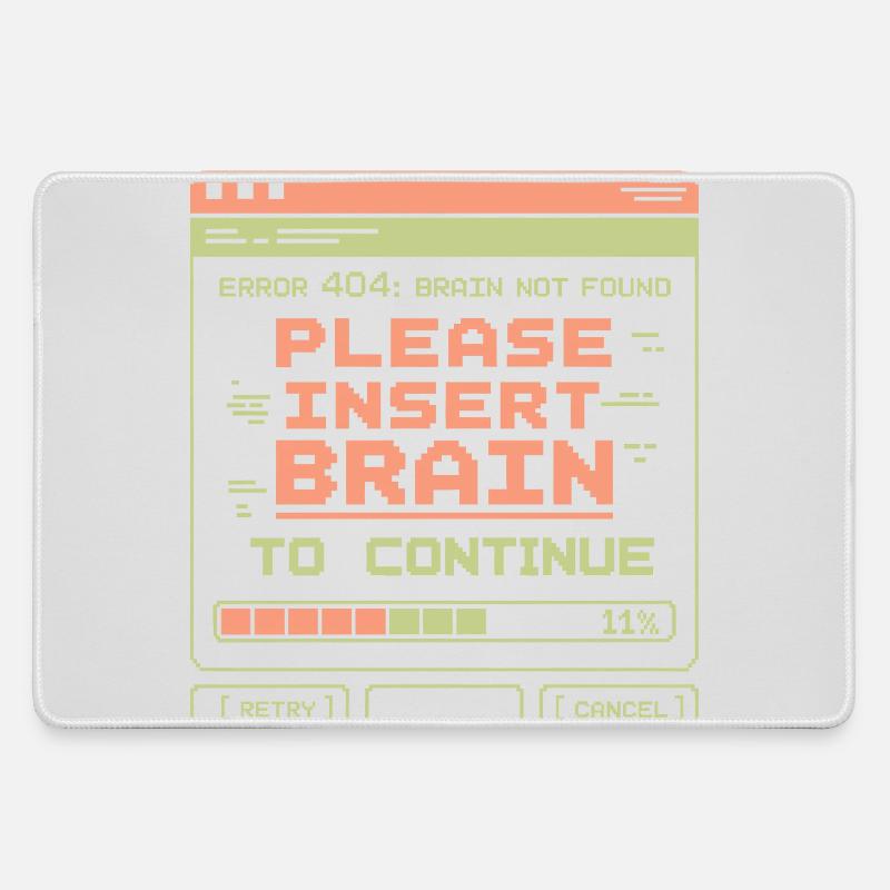 Error 404 Brain Not Found Pixel Design - Large Gaming Mouse Mat - grey