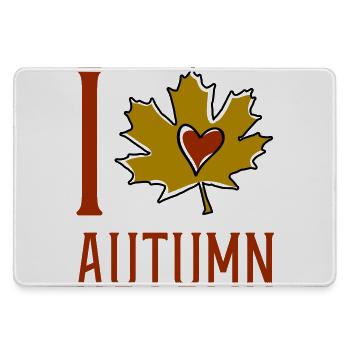 Autumn Leaf Heart Motif - Large Gaming Mouse Mat - grey - Front