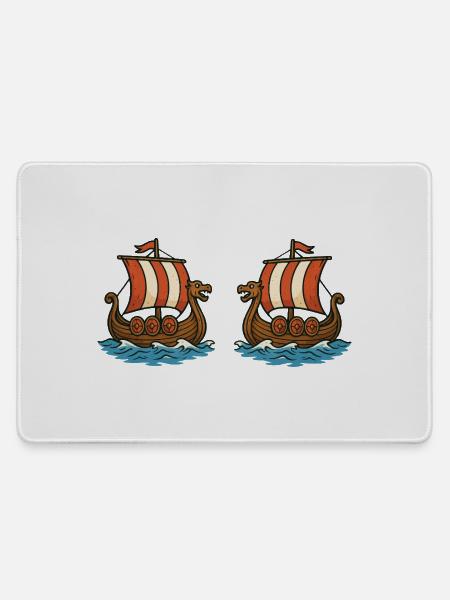 Wikinger Schiffe - Mousepad groß für Gamer - Grau