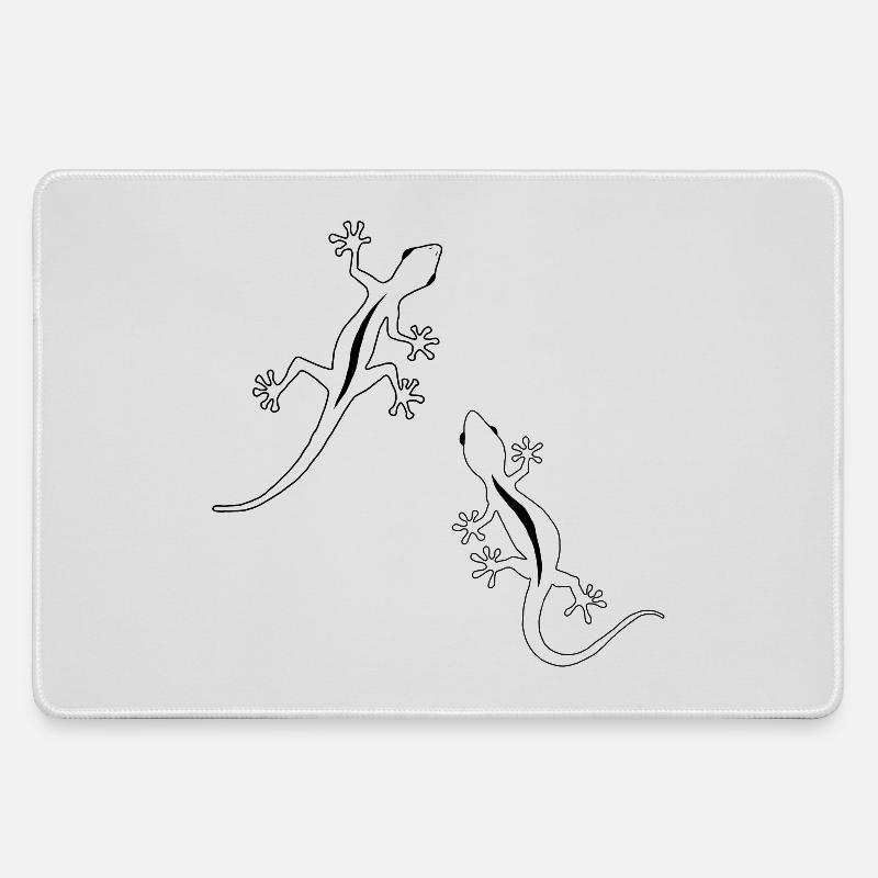 Two Lizards (b&w) - Large Gaming Mouse Mat - grey