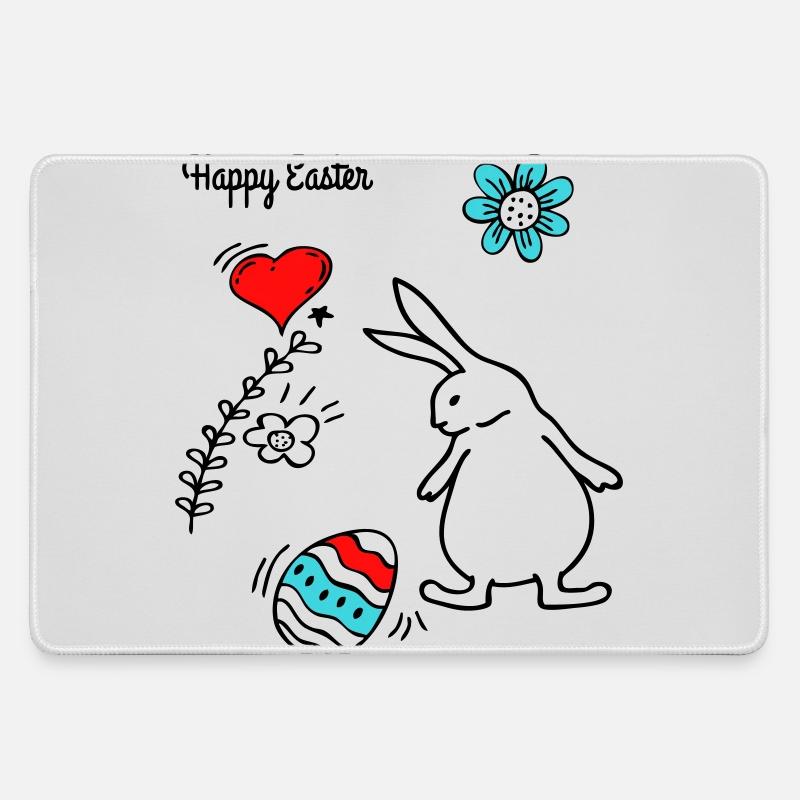 Happy Easter - Mousepad groß für Gamer - Grau