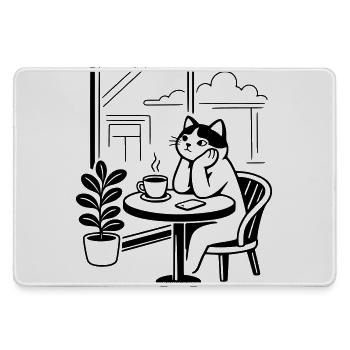 Thoughtful Cat Cafe - Large Gaming Mouse Mat - grey - Front