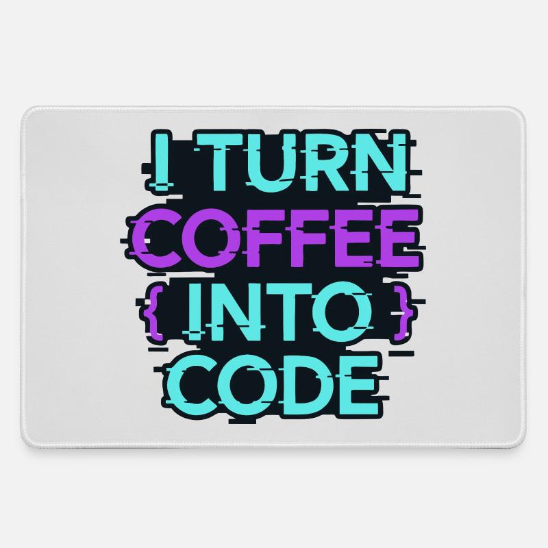 Je transforme le café en code - Grand tapis de souris gamer - bruyère