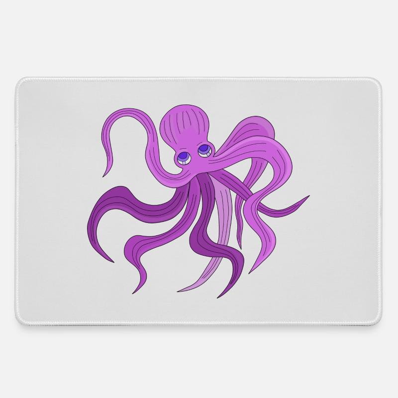 A fluffy octopus swinging tentacles - Large Gaming Mouse Mat - grey