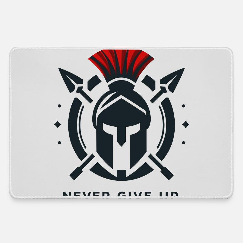 Warrior Mindset Bodybuilding – Never Give Up - Large Gaming Mouse Mat - grey
