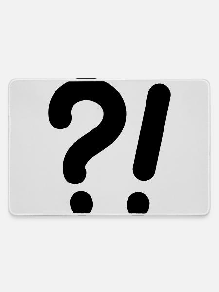 Fragezeichen und Ausrufezeichen - Mousepad groß für Gamer - Grau