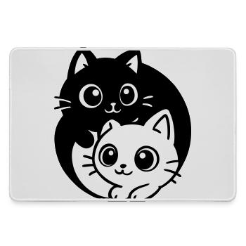 Ying Yang Kawaii Katzen Symbol - Mousepad groß für Gamer - Grau - Vorne
