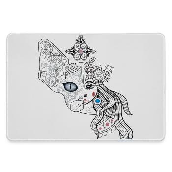 Faces of dog and girl - Large Gaming Mouse Mat - grey - Front