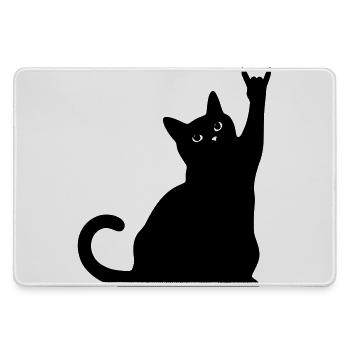 Black Cat – Devil Horns Silhouette - Large Gaming Mouse Mat - grey - Front