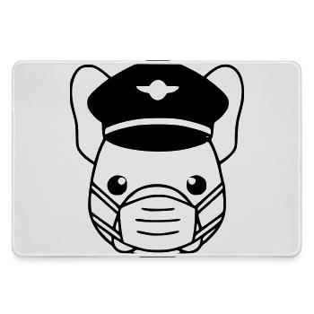 Masque noir du pilote Frenchie - Grand tapis de souris gamer - bruyère - Devant