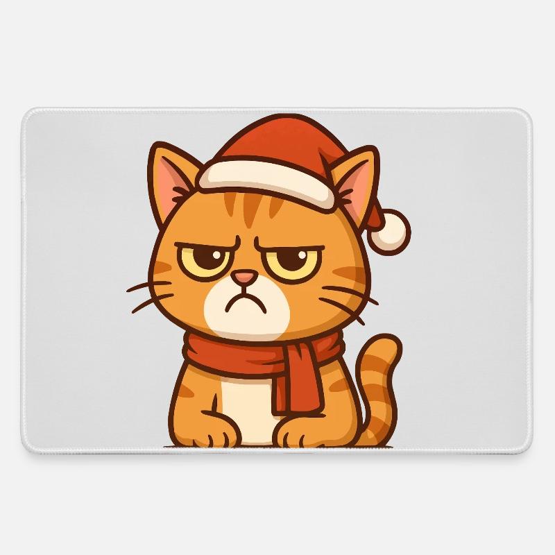 Grumpy Christmas hangover - Large Gaming Mouse Mat - grey