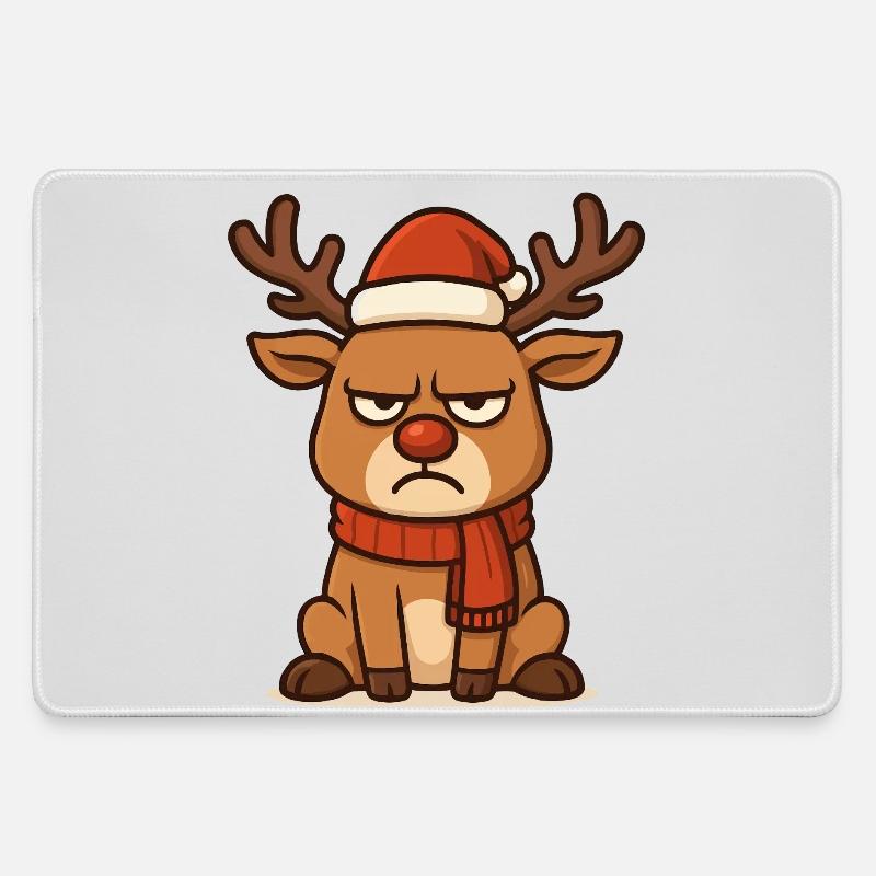 Grim Reindeer with Christmas Scarf - Large Gaming Mouse Mat - grey