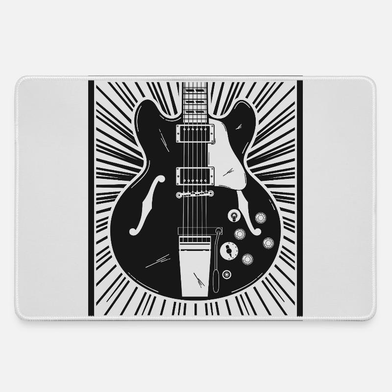 Retro Guitar Silhouette - Large Gaming Mouse Mat - grey