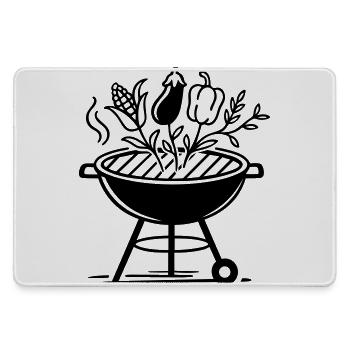 Vegan Grilling with Vegetables & BBQ Style - Large Gaming Mouse Mat - grey - Front