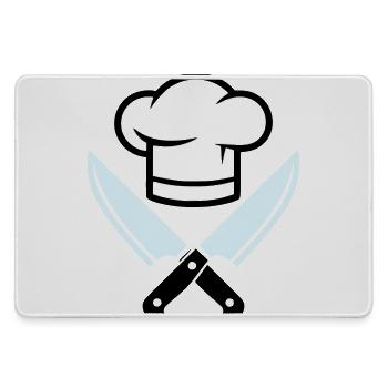 Logo du couteau chapeau de chef - Grand tapis de souris gamer - bruyère - Devant