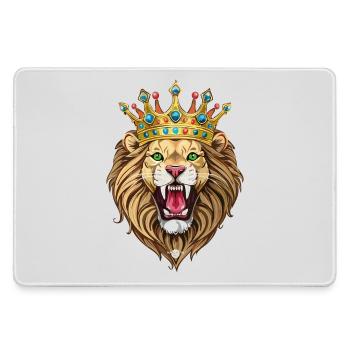 04 Löwe König brüllt Löwenkopf goldene Krone Leo - Mousepad groß für Gamer - Grau - Vorne