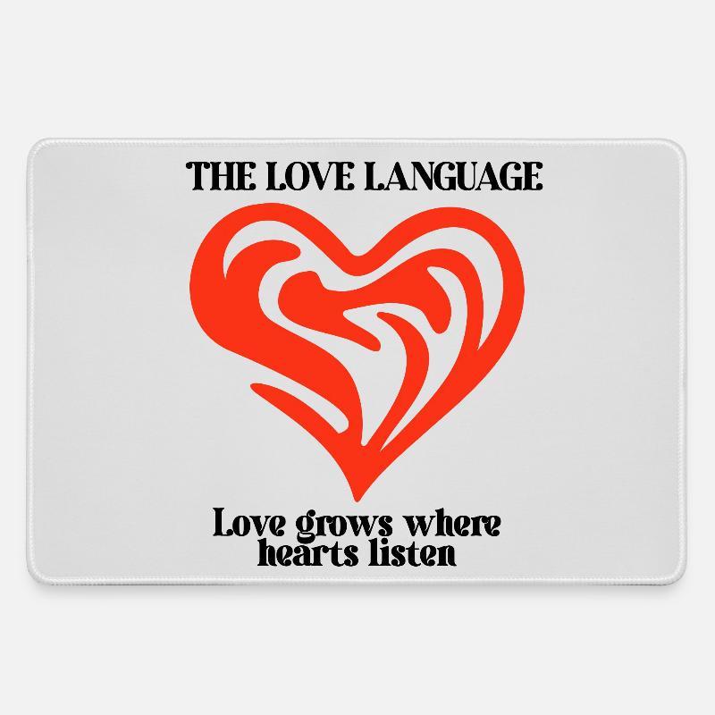 Abstract Red Heart - Large Gaming Mouse Mat - grey