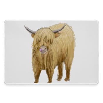 Art de la vache des Highlands - Grand tapis de souris gamer - bruyère - Devant
