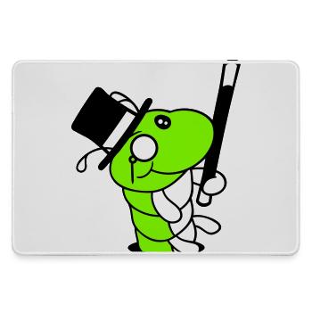 Raupe Sir Herr reich Monokel Brille Zylinder Loch - Mousepad groß für Gamer - Grau - Vorne