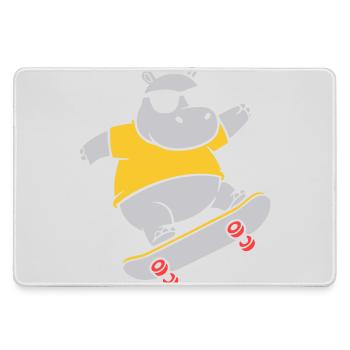 Cooles Nilpferd Skater Skateboard Vektor - Mousepad groß für Gamer - Grau - Vorne