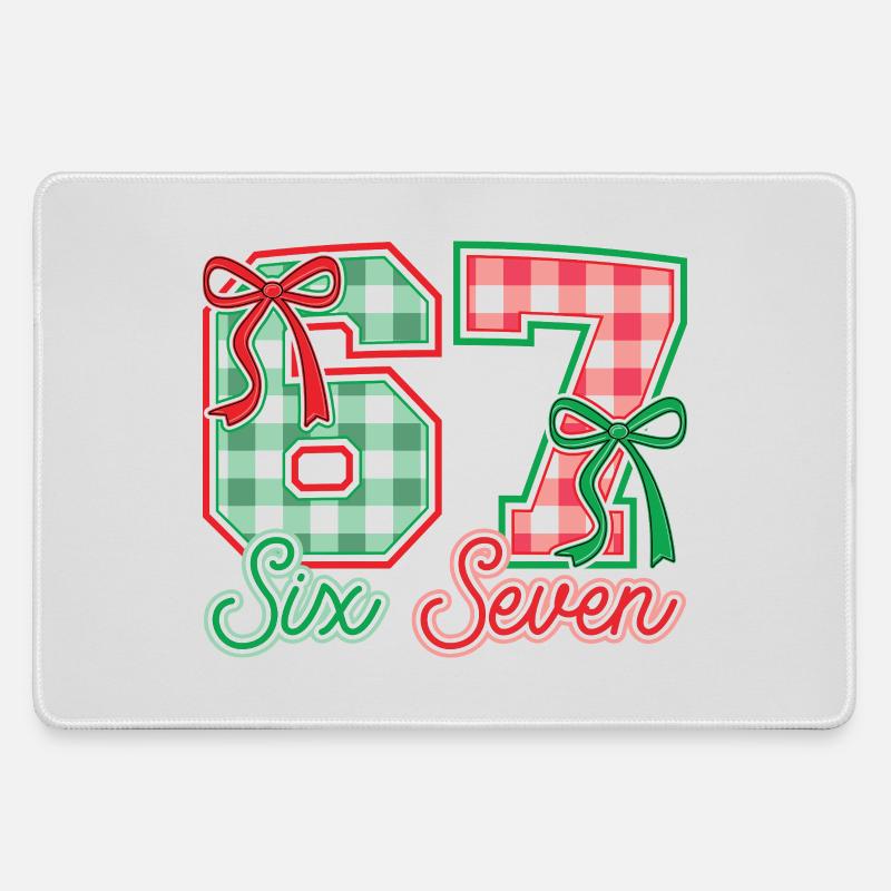 Festive 67 Gingham Bows - Large Gaming Mouse Mat - grey