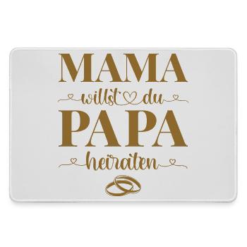 Hochzeit Antrag Kind Mama willst du Papa heiraten - Mousepad groß für Gamer - Grau - Vorne