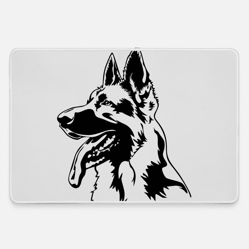 German shepherd head - Large Gaming Mouse Mat - grey
