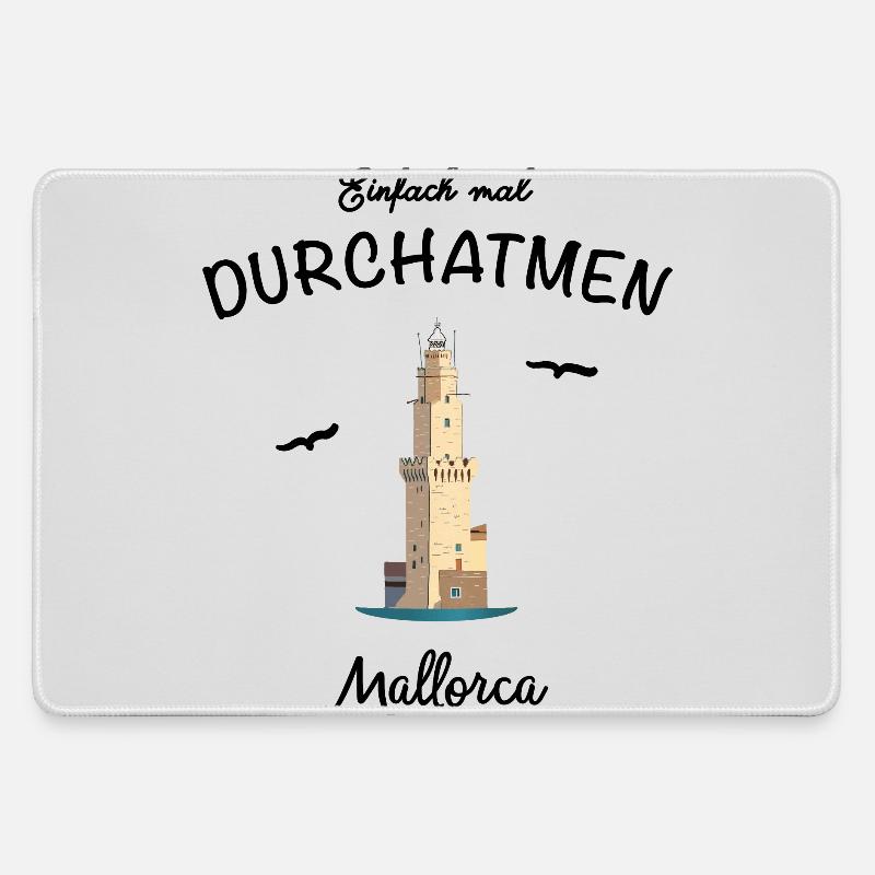 Mallorca, Einfach mal Durchatmen - Mousepad groß für Gamer - Grau
