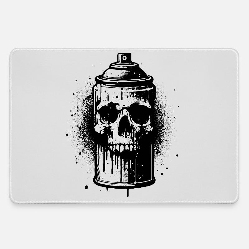 skull_spray - Large Gaming Mouse Mat - grey