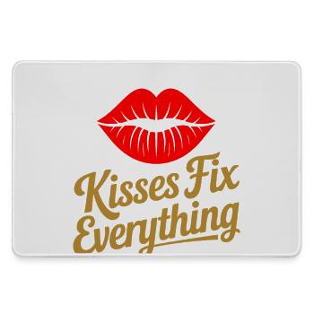 Kisses heal everything - Large Gaming Mouse Mat - grey - Front