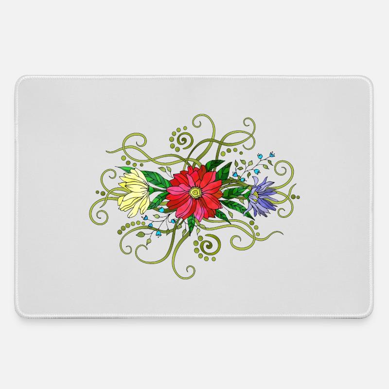 Flowers - Large Gaming Mouse Mat - grey