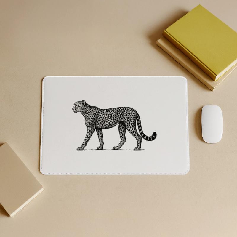 Black and White Leopard Pattern Large Gaming Mouse Mat