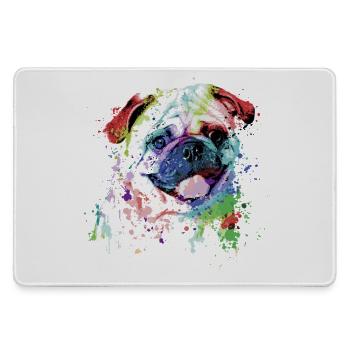 Bulldoggen-Porträt in leuchtenden Farben - Mousepad groß für Gamer - Grau - Vorne