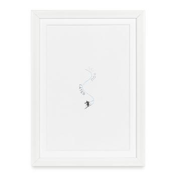 Skier plus tard, bleu-gris - Affiche encadrée (27 × 37 cm) - blanc - Devant