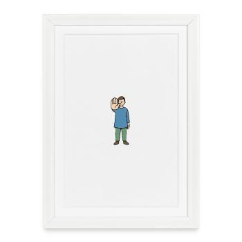 Stop Gesture Cartoon Character - Framed poster (27 × 37 cm) - white - Front