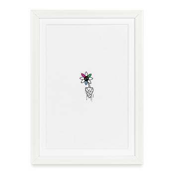 Illustration de crâne de fleur vive - Affiche encadrée (27 × 37 cm) - blanc - Devant
