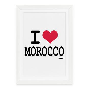 J'aime le maroc - couleurs personnalisables - Affiche encadrée (27 × 37 cm) - blanc - Devant