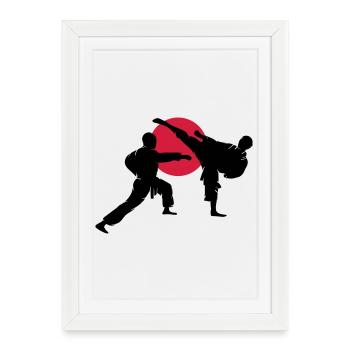 deux silhouettes de karateka - Affiche encadrée (27 × 37 cm) - blanc - Devant
