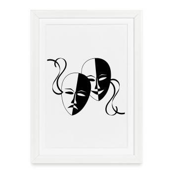 Masque, Masques, Masqué, - Affiche encadrée (27 × 37 cm) - blanc - Devant