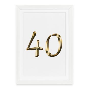 40 ans d'or Anniversaire anniversaire 40 ans - Affiche encadrée (27 × 37 cm) - blanc - Devant