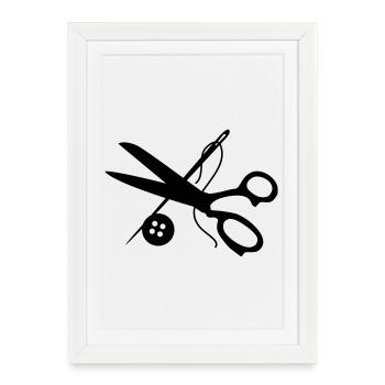schneider handwerk schere nadel - Gerahmtes Poster (27 × 37 cm) - Weiß - Vorne